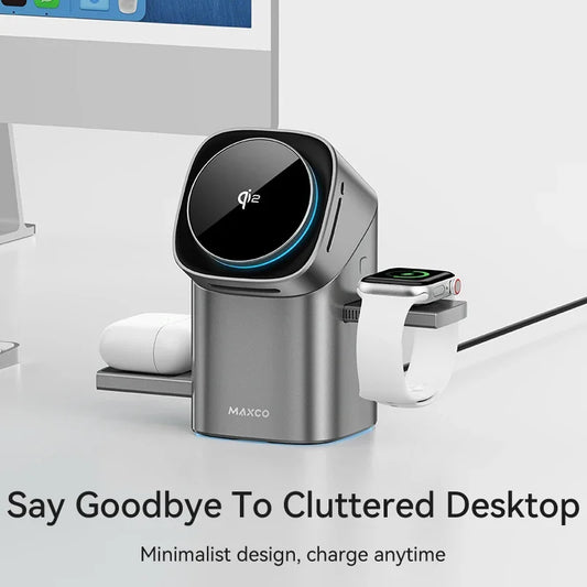 Qi2 Auto-Rotate Touch Magnetic 3 in 1 Wireless Charger Fast Charging 15W for Iphone 12/13/14/15/16, for Iwatch & Airpods