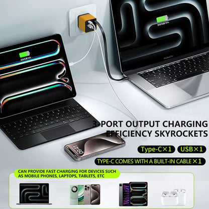 3 in 1 Gan Charger Retractable Fast Charger Block